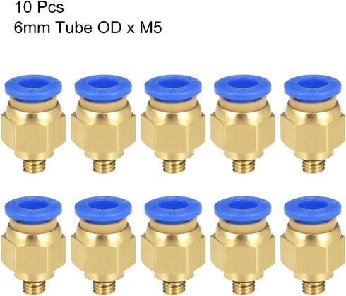 uxcell Straight Pneumatic Push to Quick Connect Fittings, M5 Male x 6mm Tube OD, 4pcs