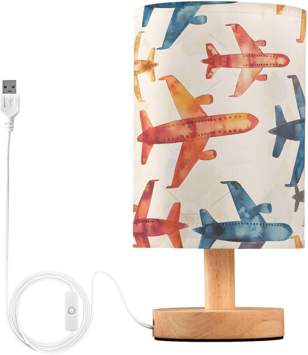 MFTJYO Bedside Table Lamp Rainbow Airplane Childish Doodle Table Lamp for Bedroom Nightstand
