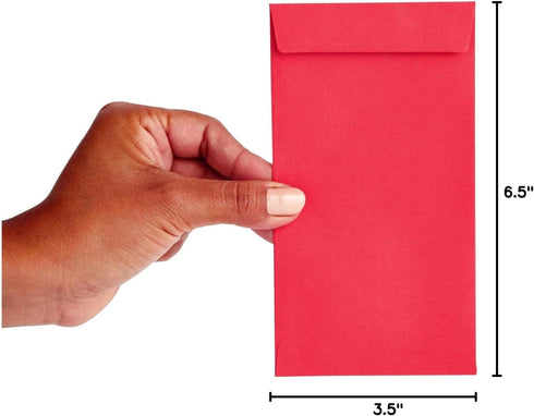 Okuna Outpost Red Envelopes for Money - 3.5 x 6.5 in, 100 Pack Paper Holders for Cash & Coins