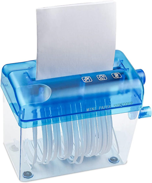 JIKIOU Mini Hand Shredder, Portable Paper Cutting Tool for Home Office, Blue