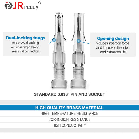 JRready ST6415 Standard.093" Pin and Socket Power Connectors 2 Circuits (6 Matched Sets), 14-20 AWG