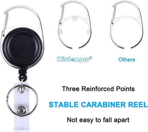 Wisdompro Retractable Badge Holder with Lanyard, Double Sided PU Leather ID Card Holder, Rose Gold