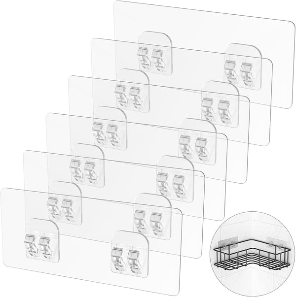 LIASDIVA 6 Pack Corner Shower Caddy Adhesive Replacement, Shower Shelf Adhesive Strips, Strong
