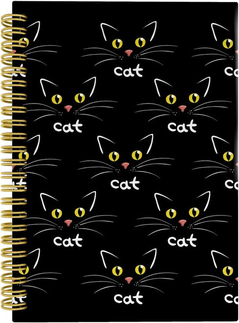 Knibeo Black Cat Notebook, Cute Spiral Journal for Cat Lovers Girls Women, Cat Mom Gifts, 5.5x8.3