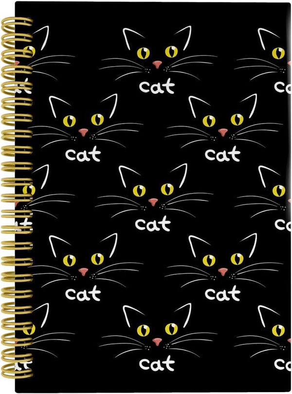 Knibeo Black Cat Notebook, Cute Spiral Journal for Cat Lovers Girls Women, Cat Mom Gifts, 5.5x8.3
