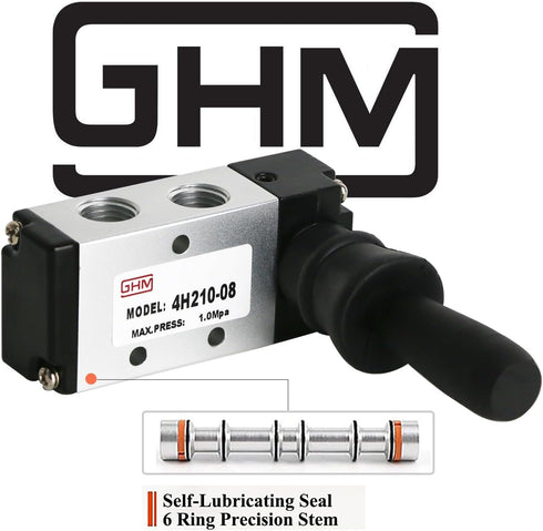 GHM PNEUMATIC 1/4"NPT 5 Way 2 Position Lever Operated Manual Valve 4H210-08