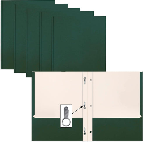 Better Office Products Dark Green 2 Pocket Folders with Prongs, 50 Pack, Letter Size, Matte Texture