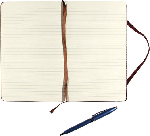 C.R. Gibson MJ5-4792 Brown Bonded Leather Notebook, 240 Ruled Pages, 5" W x 8.25" H