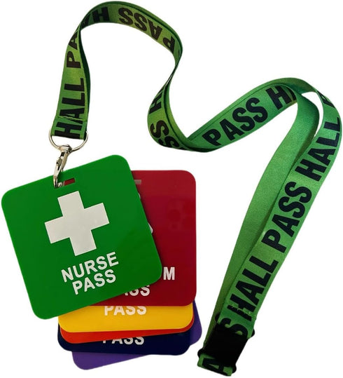 GIFTEXPRESS Hall Pass Lanyards and School Passes, Set of 6