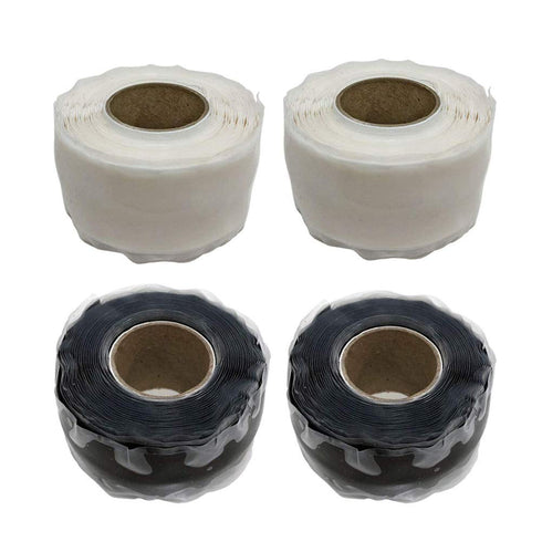 Prestige Import Group Extreme Ultra Bond Self-Fusing Silicone Rubber Tape - 1 Inch x 10 Feet, 4 Rolls (2 Black, 2 White)