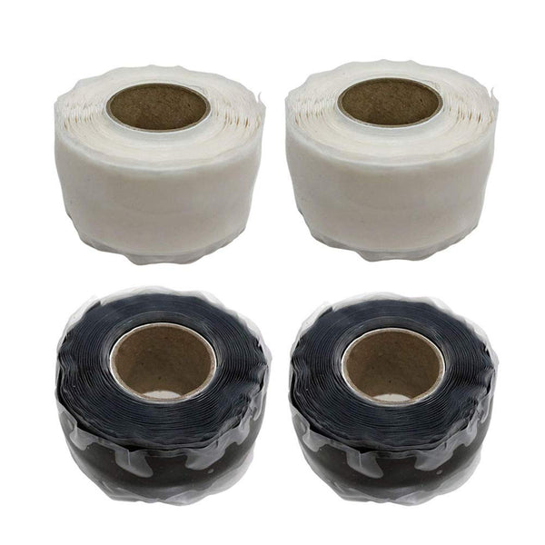 Prestige Import Group Extreme Ultra Bond Self-Fusing Silicone Rubber Tape - 1 Inch x 10 Feet, 4 Rolls (2 Black, 2 White)