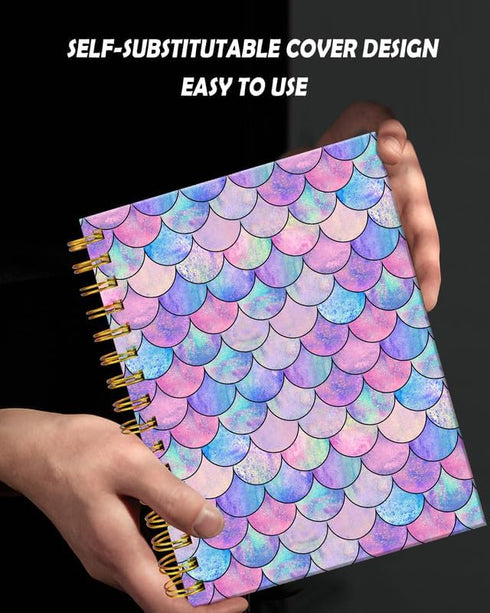 Spiral Journal Notebook for Women, A5 College Ruled, 120 Pages Lined Journal, 6"x 8.4", Premium Thick Paper, Mermaid