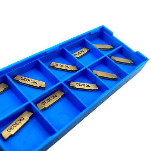 GBJ MGMN200-G 10pcs Tin Coated Carbide Grooving Inserts, 2mm Wide for MGEHR/MGIVR Lathe Grooving Cut-Off Tool