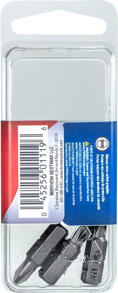 Mayhew Tools 18760-5 USA Phillips Pin Head Insert Bit, 5-Pack, No. 1 x 1"
