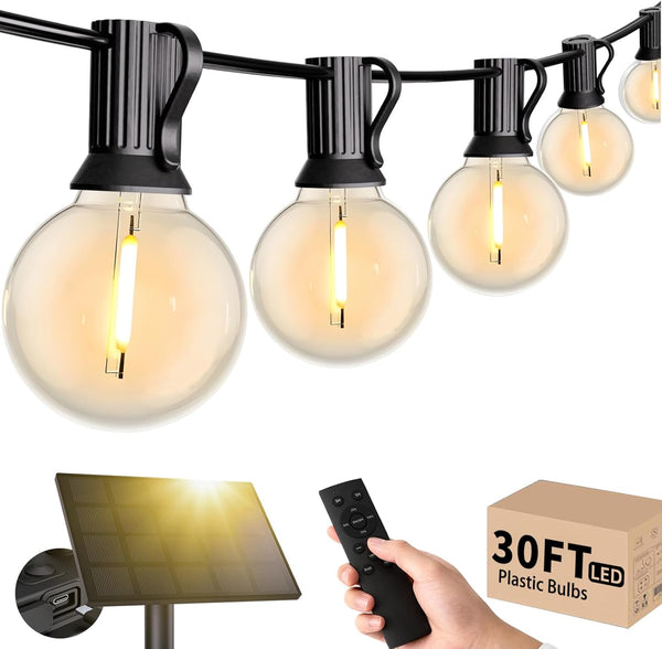 Svater Solar Outdoor String Lights 30 FT, G40 Patio Lights Shatterproof Dimmable