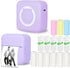 Mini Thermal Printer Inkless Sticker Printer with 14 Rolls Paper, Bluetooth Portable for iPhone/Android, Purple