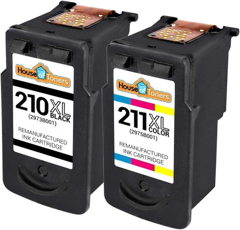 Remanufactured Canon PG-210XL Black and CL-211XL Color Ink Cartridges Replacement for PIXMA (2 Pack)