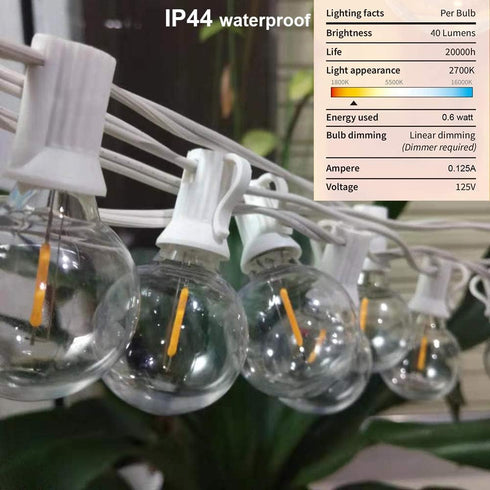 25Ft 27 Bulbs, LED String Lights with Shatterproof LED Clear Globe Indoor&Outdoor String Lights for Patio, Garden