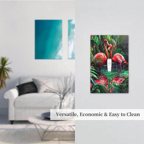 haigof 1 3 5 Inch Jungle Flamingo Light Switch Cover Wall Plate Gang Single Plates Print Faceplate Home Decor X