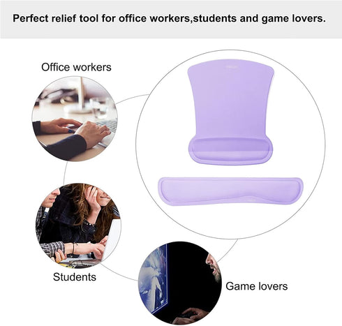 MOSISO Wrist Rest Support for Mouse Pad & Keyboard Set, Ergonomic Non-Slip Base Cushion with Neoprene Cloth & Raised