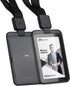 Phomo Self Retractable ID Badge Holders with Carabiner Clip, Heavy-Duty Vertical Style ID Card Holder, Black