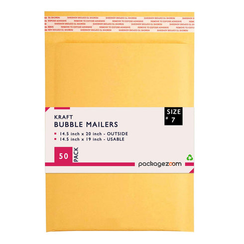 Kraft Bubble Mailer, 14.5x20 inches, Self Seal, 50 Pack, Padded Envelopes for Small Business #7