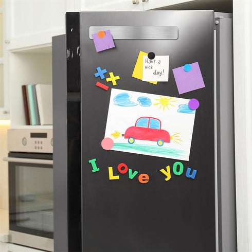 Magnetic Bulletin Strips 5PCS Self Adhesive Frameless Stainless Iron Bar with 10 Magnetic Buttons for Memo Photo Notes