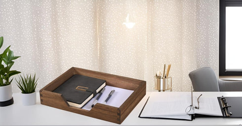 Wood Letter-Size Tray, Dark Wooden Front-Load Organizer for Office Desktop, Mail, Paper, File, Magazine Storage