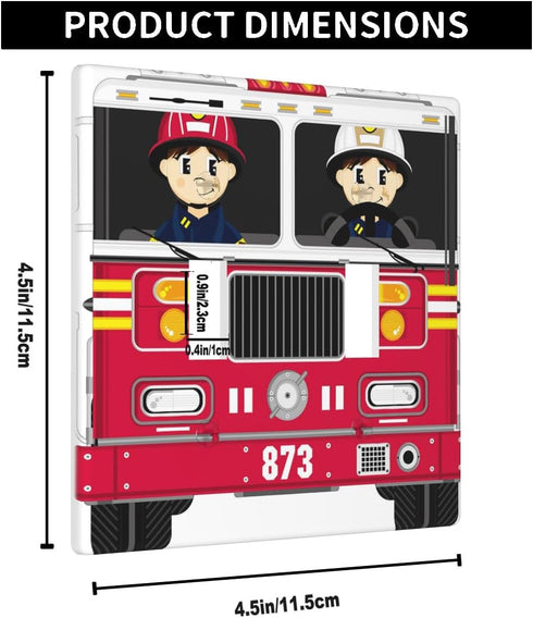 Fire Truck Light Switch Cover Cute Cartoon Male And Female Firefighters Fireman Emergency Vehicle 2-Gang Toggle Wall Plate Outlet Plug Covers for Teen Boy Girl Room by Pznen