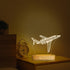 3D Dimmable Illusion Airplane Night Light for Pilot Gift, Unique Aviation Gifts for Men, Wooden LED Lamp with Remote