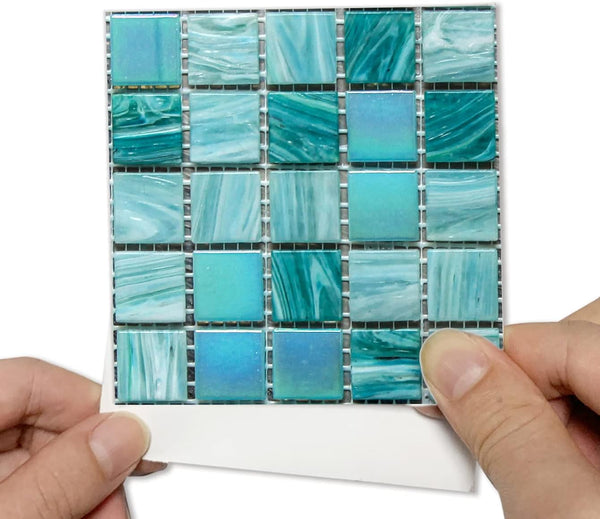 25Pcs Self-adhesive Mosaic Tile Transfer - Peel and Stick Waterproof Backsplash Tile Sticker for Home Decor (4x4inch)