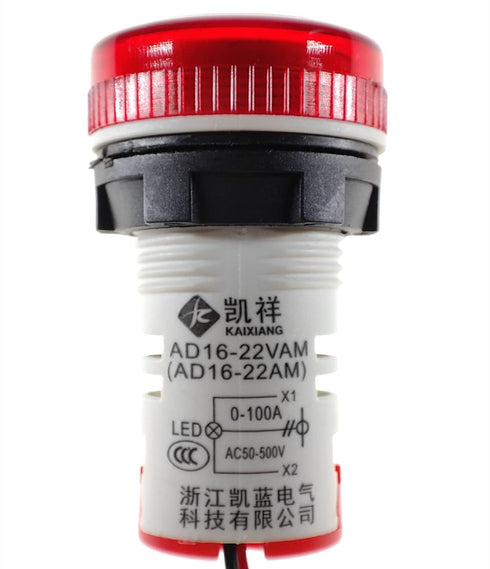 3pcs AC Current and Voltage Indicator with Two-Digit Display, 22mm Round Head LED Multi-Function Measuring Instrument Monitor Green red Yellow