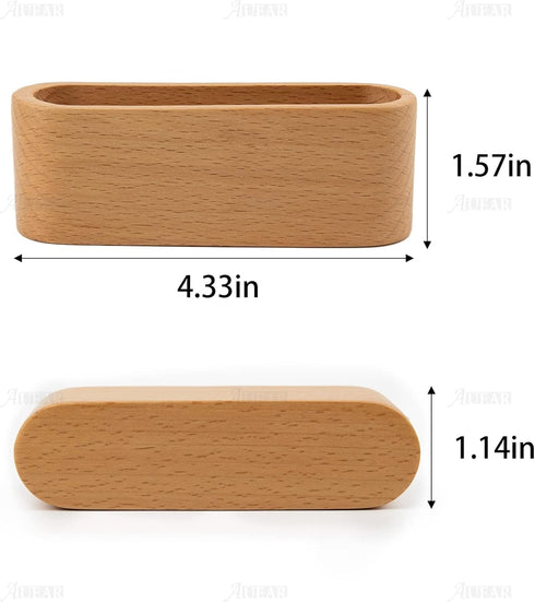 AUEAR 2 Pack Wood Business Card Holder for Desk, Beech Wooden Organizer Display Stand for Office Home Desktop