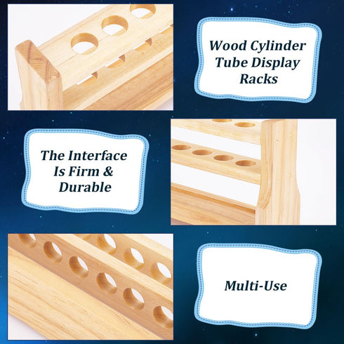 OLYCRAFT 12 Holes Wooden Test Tube Rack, 10ML Display Stand for Chemistry Laboratory