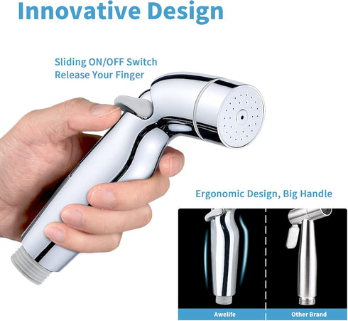 Awelife 2 47 Inch Sprays Handheld Bidet Sprayer for Toilet with Hose, Muslim Shower Toilet Sprayer Kit for Personal