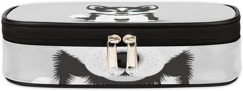 Husky Dog Big Capacity Pencil Pen Case Cute Dog Large Pencil Pouch with Zipper Compartments Pencil Bag for Boys Girls Adults Student Office School Supplies
