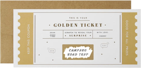 CJ&M The Golden Ticket | Scratch & reveal surprise ticket, Golden ticket, Scratch Card, Surprise holiday, Gift reveal