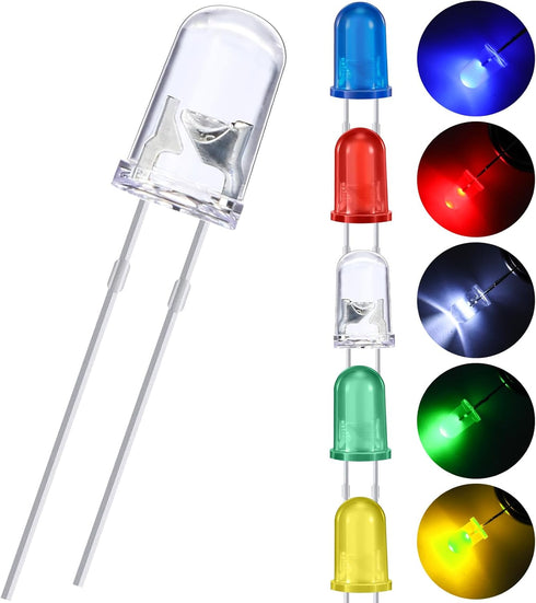 EBOOT 100 Pieces Clear LED Light Emitting Diodes Bulb LED Lamp, 5 mm (5 Colors) by EBOOT