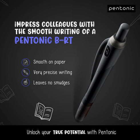Pentonic BR-T Retractable Ballpoint Pens - 12 Count, Blue Ink, 0.7 mm Fine Point for Smooth Writing, Journaling, Office