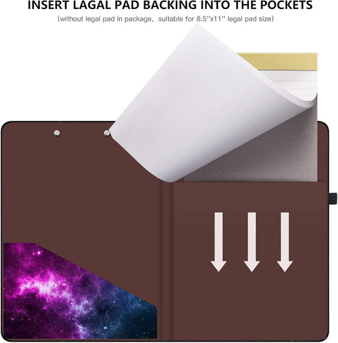 Hongri Clipboard Folio with Refillable Lined Notepad and Interior Storage Pocket for Classroom and Office Use