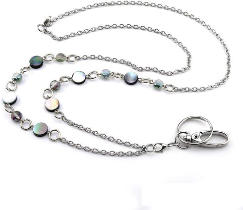 Beautiful ID Necklaces with Balled Beads Lanyards for Keys - Stainless Steel Chain, Birthday Gifts for Women