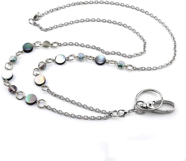 Beautiful ID Necklaces with Balled Beads Lanyards for Keys - Stainless Steel Chain, Birthday Gifts for Women