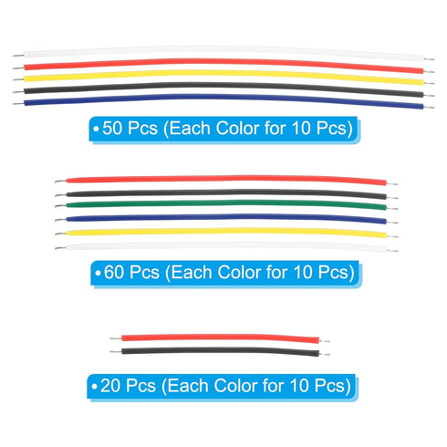 PATIKIL 24 AWG Solid Core Wire Kit, 130pcs PVC Coated Pre Tinned Copper Electrical Cable for Electronic Projects