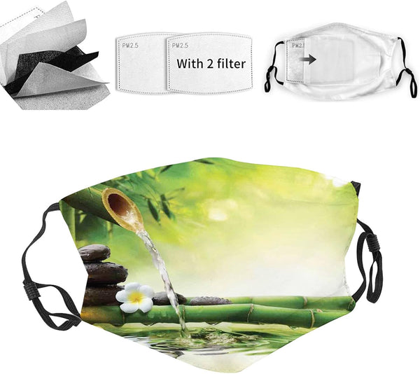 Cloth Face Mask Bandana With 2pcs Filters,Balaclava Adjustable Earloop Washable Reusable for