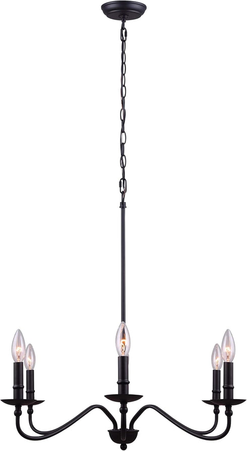 6-Light 60W 26" 18.5" 26" Paige Chain Chandelier - Black Finish, Type C, W x - H, Classic Elegance for Dining Rooms