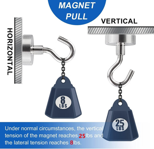 LOVIMAG Cruise Magnets for Door, 25lbs Magnet Hooks for Cruise Cabin,Strong Magnetic Hooks for Hanging,Refrigerator, Ceiling, Kitchen, Neodymium Magnets with Hooks for Magnetic Key Holder- 4 Pcs by LOVIMAG