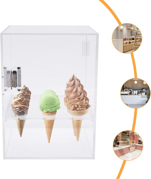 Mlonausz 9 Ice Cream Cone Display/Storage Case Cabinet Acrylic Waffle Cone Holder Holes