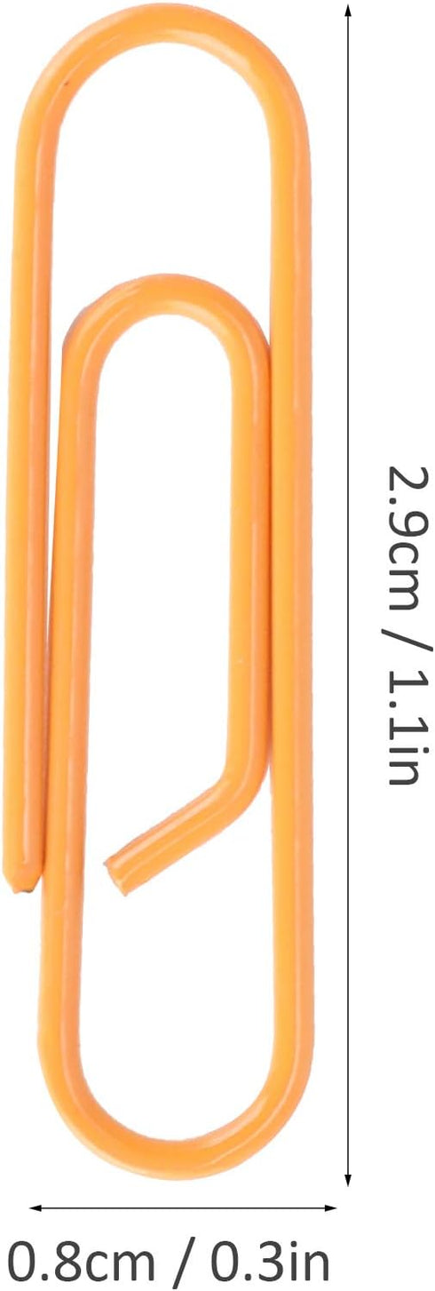 Paper Clips 180pcs, Orange 2.9x0.8cm, Cute Paper Clips Bookmarks for Office School Paper Files Organizing