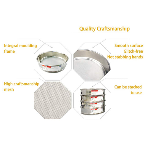 f10×4.5cm 325 Mesh 304 Stainless Lab Sieves, Economy Test Sieve with 304 Stainless Steel Wire Cloth