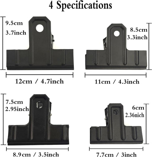 Locci Black Large Bull Clips - 10 PCS Medium Binder Clips 3.5 Inch for Drawing Board, Big Clip for Food Bags, Art,